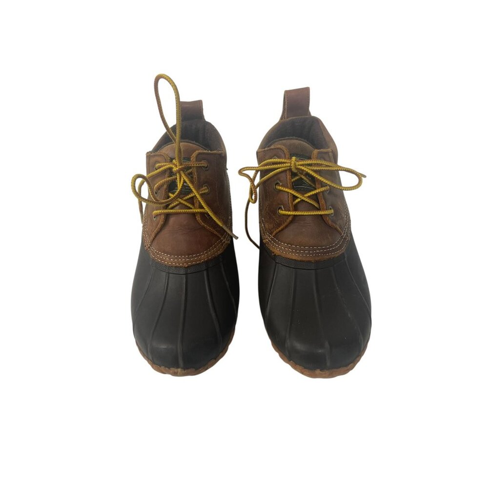 G.H. Bass & Co. Men's‎ 7M Brown Leather Black Rubber Duck Boots Lace Up
